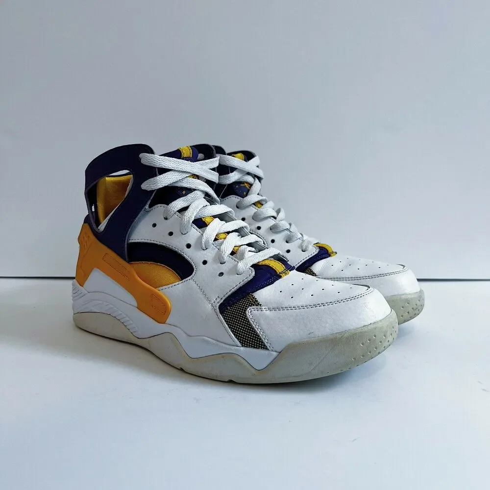 2015 Nike Air Flight Huarache White Gold Purple Kobe Rare 705005 101 Rare Sz 8.5